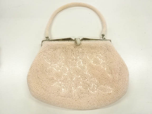 JAPANESE KIMONO / ANTIQUE BEADED FLORAL PATTERN BAG